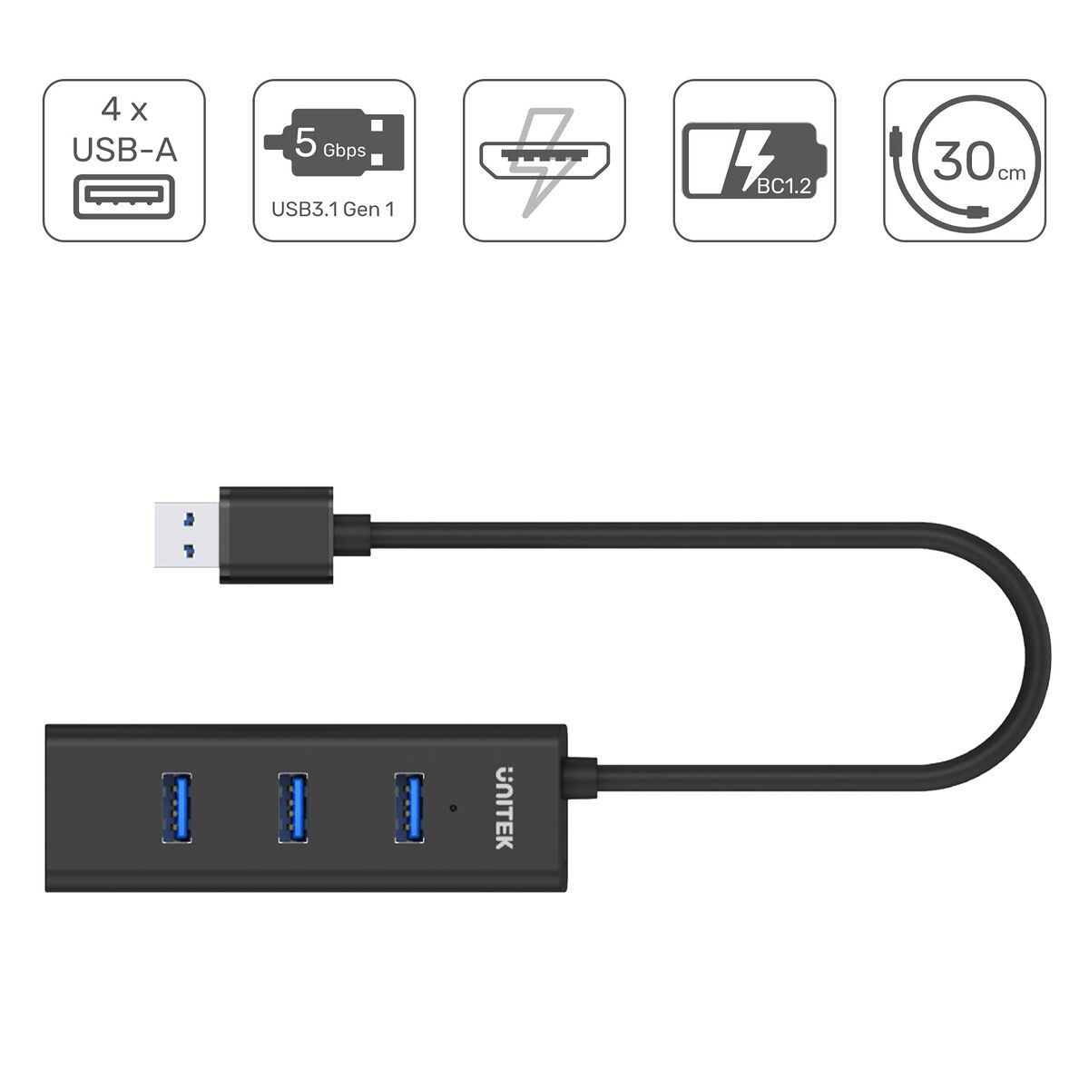 USB Hub 4 Porty Unitek Y-3089 Černý
